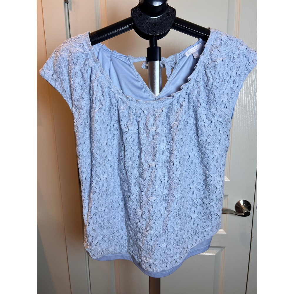 Lace Blouse Women L Tie Back Floral Top Romantic Cottagecore Boho Feminine Fall